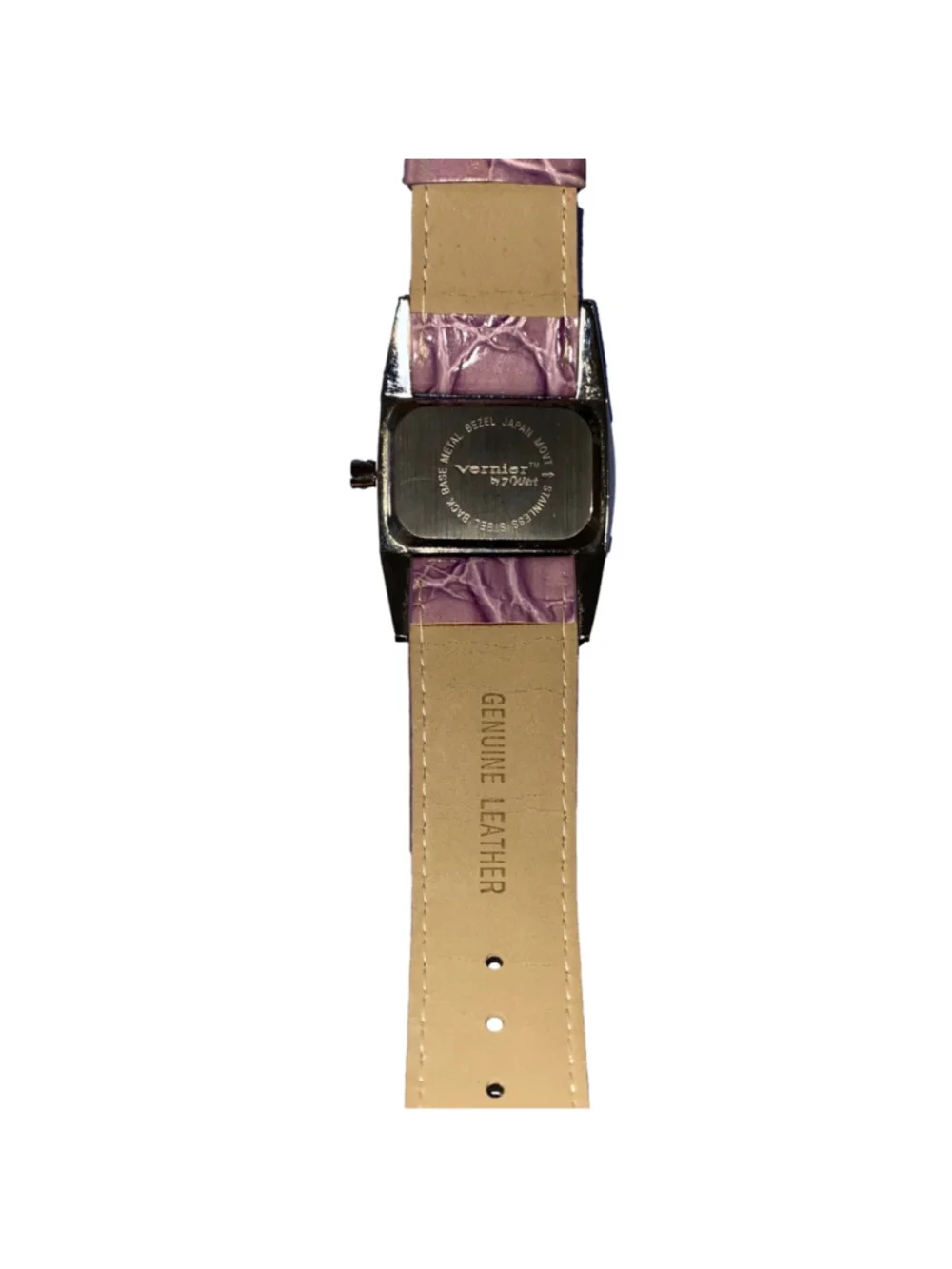 Women's Vernier Lavender Purple & Silver Quartz Watch with Genuine Leather Band